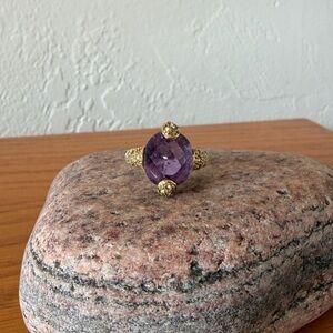 Stamped 14k Solid Gold Amethyst Ring w/ Citrine Accents [5]